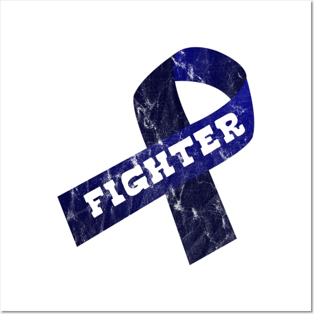 Navy Blue Ribbon Awareness  Koolen-de Vries Syndrome, Krabbe Disease, Mastocytosis, Rectal Cancer, Restless Legs Syndrome (RLS) Wall Art by familycuteycom